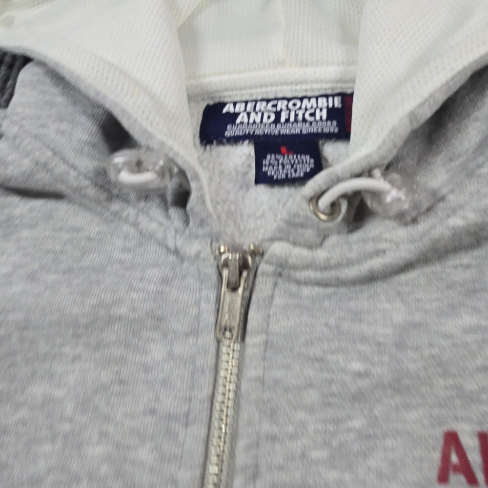 Abercrombie & Fitch Hoodie Womens Large Gray AF-75 Zip Sweatshirt Cropped Y2K - Picture 3 of 14